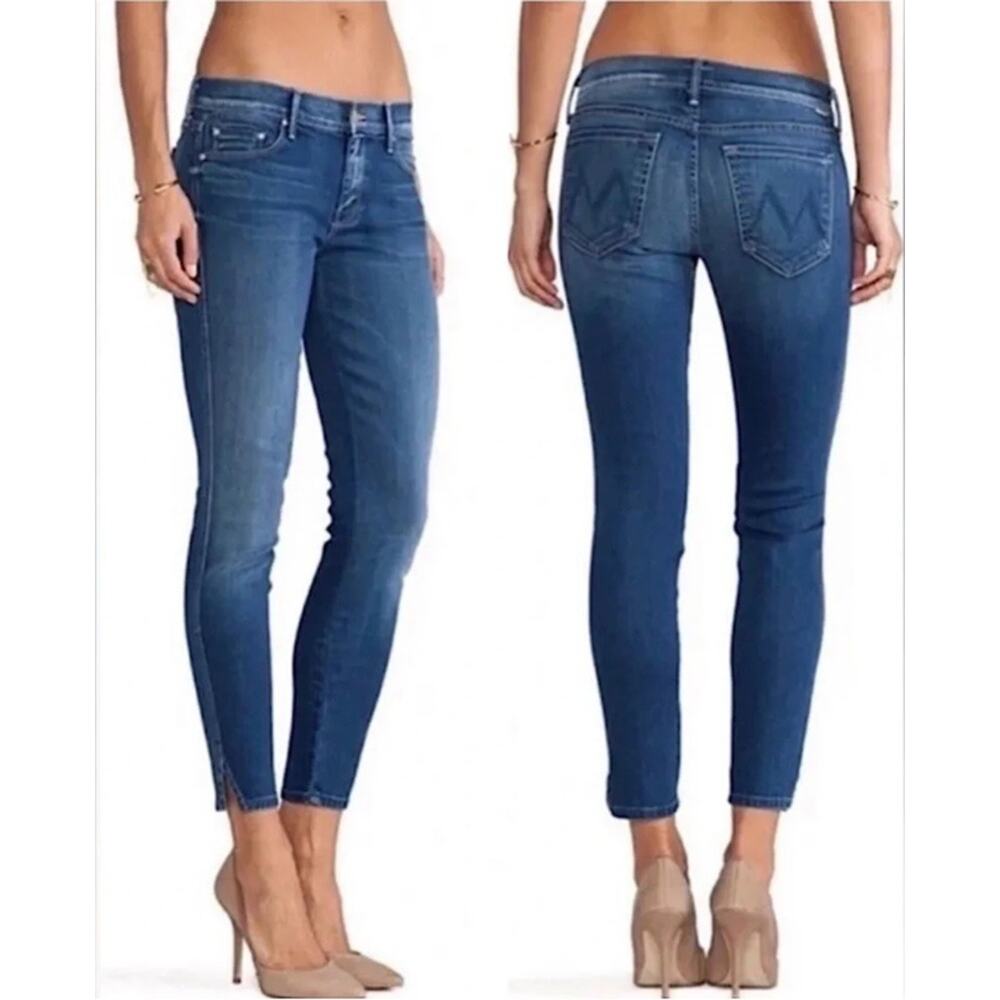 Mother The Looker Spiked Heels to Tractor Wheels Skinny Blue Jeans Sz 27X30